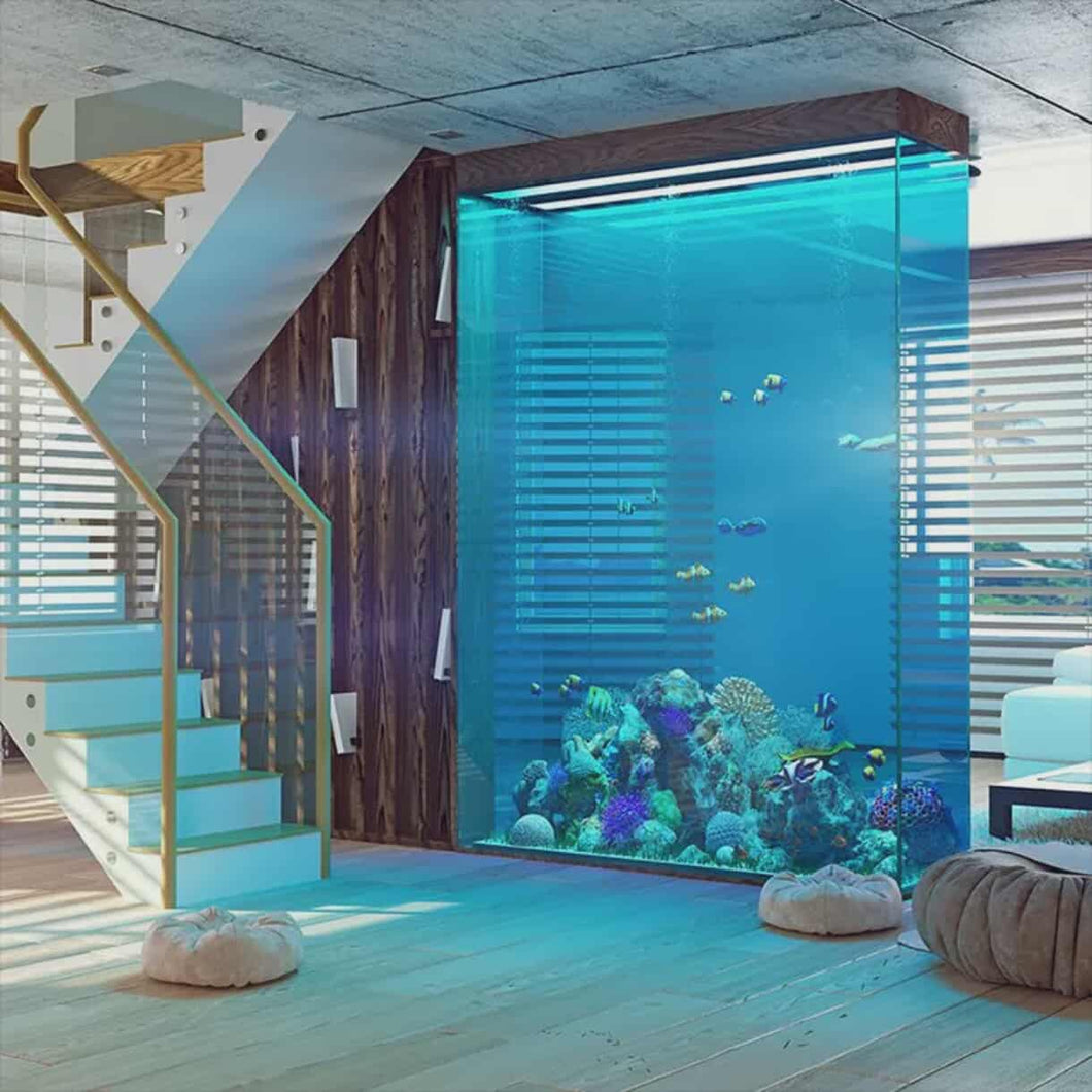 Modern Tempered Glass Wall-Mounted Aquarium Display Tank