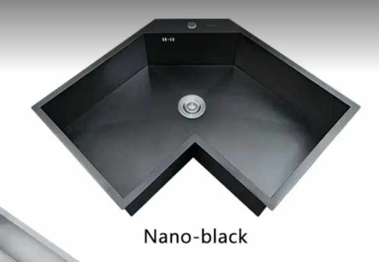 V-Shaped Corner Kitchen Sink 304 Stainless Steel Undermount Single Bowl