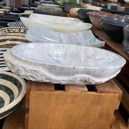 Natural  Stone Stunning Showcase of Granite Vessel Sinks Textures of Each Hand-Carved Piece