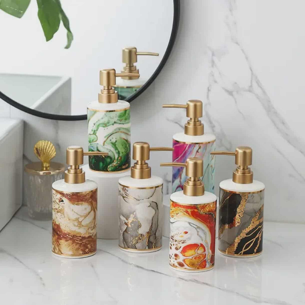 Nordic Style Custom Bathroom Ceramic Lotion Soap Dispenser Bottle Elegant Marble Style