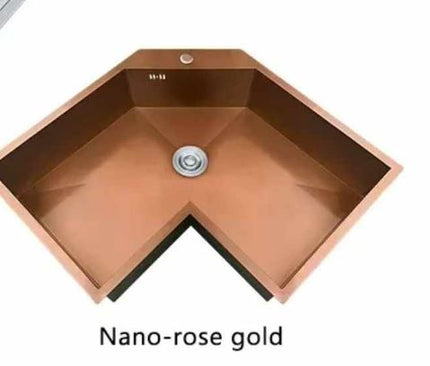 Évier d'angle en V pour cuisine, en acier inoxydable 304, à encastrer sous le bac.