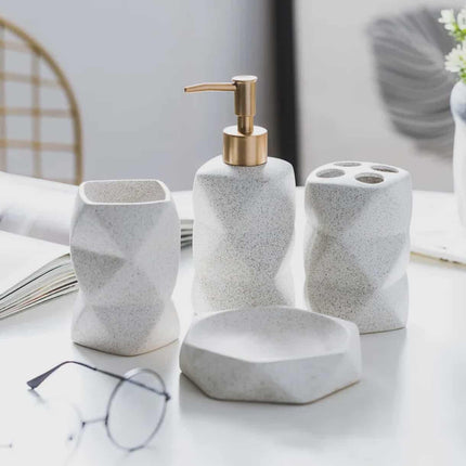 4 pcs Luxury Ceramic Bathroom Accessory Set – Elegant Bathroom