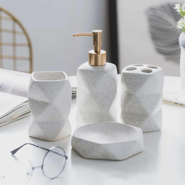 4 pcs Luxury Ceramic Bathroom Accessory Set – Elegant Bathroom