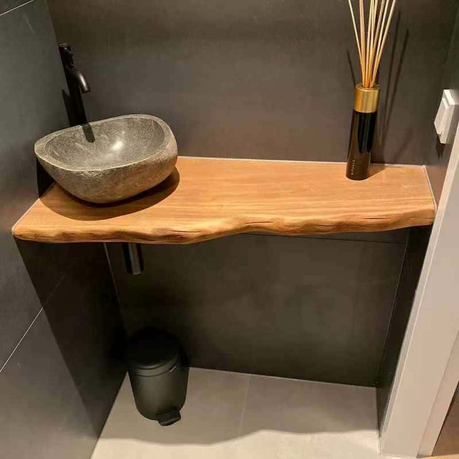 Modern Natural Stone Bathroom Sink – Handcrafted Oval Countertop Basin