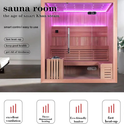 Sauna en bois de cèdre rouge, intérieur et extérieur, à infrarouge lointain (PRÉCOMMANDE) 