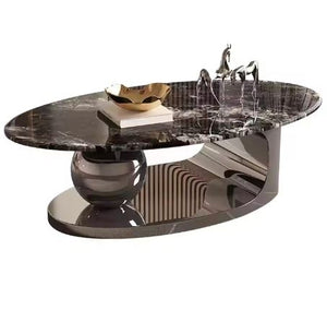 Marble Round Nordic Portable Modern Coffee Tables and Stainless-steel Rock Panel for Living Room