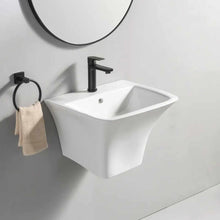 Загрузить изображение в средство просмотра галереи, Hand Wash White Wall Hung Luxury Hotel Basin Sink Modern Ceramic Bathroom

