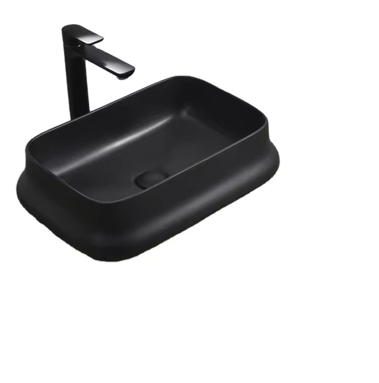 Modern Roca Style Matte Black Art Wash Basin Countertop Black Basin