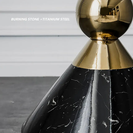 Modern Side Table Furniture Stainless Steel Marble Top Round Tea Black and Gold