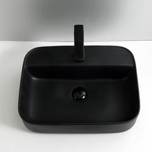 Загрузить изображение в средство просмотра галереи, Countertop Wash Basin Black Rectangular Bathroom Sink
