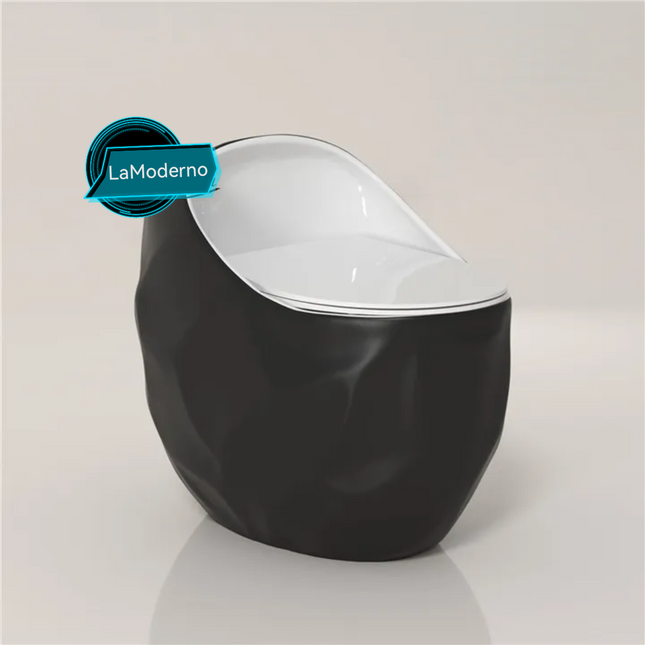 A black and white egg-shaped toilet bowl with a dual flush system.

black white toilet bowl
egg shaped toilet wc
modern curved toilet
dual flush toilet bowl
designer bathroom toilet
one piece ceramic toilet
modern sanitary ware toilet
two tone bathroom toilet