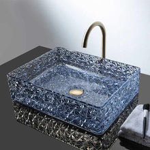 Load image into Gallery viewer, Modern Luxury Crystal Blue Glass Bathroom Sink – Colorful Diamond Vessel Art Tempered Glass Wash Basin

