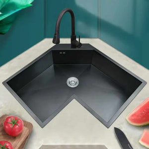 V-Shaped Corner Kitchen Sink 304 Stainless Steel Undermount Single Bowl