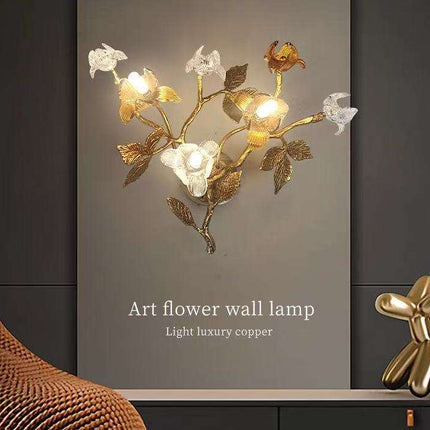 Floral Elegance The Art Flower Wall Lamp - A Light Luxury Statement in Copper Illuminate Your Space with Nature's Beauty and a Touch of Sophistication