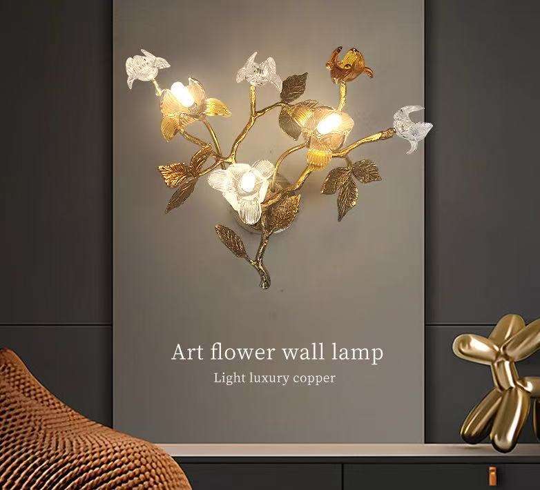 Floral Elegance The Art Flower Wall Lamp - A Light Luxury Statement in Copper Illuminate Your Space with Nature's Beauty and a Touch of Sophistication