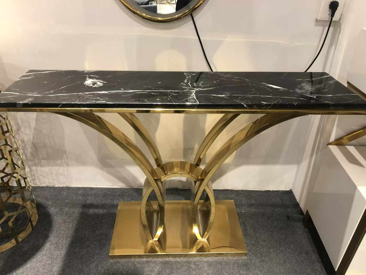 Modern Marvel A Sculptural Console Table Made with Stainless Steel Fea ...