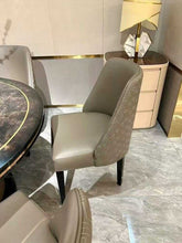 Load image into Gallery viewer, Elegant Round Brown and Gold Marble Stainless Steel Versace Medusa Dining Table  and Chairs - Luxurious Design for Sophisticated Dining Experiences
