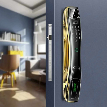 Smart Home Keyless Entry Fingerprint Reader Wood Door Safe Camera  WiFi Network Key Access Lock Face