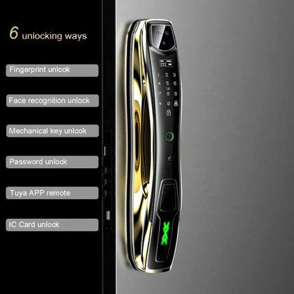 Smart Home Keyless Entry Fingerprint Reader Wood Door Safe Camera  WiFi Network Key Access Lock Face