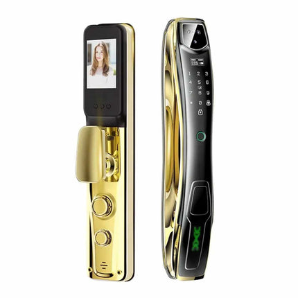 Smart Home Keyless Entry Fingerprint Reader Wood Door Safe Camera  WiFi Network Key Access Lock Face