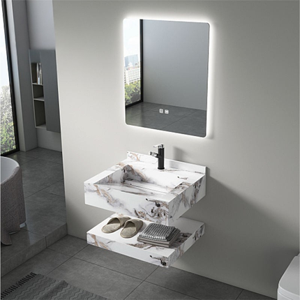 Bathroom vanity with marble design, illuminated mirror, and slippers on a gray tiled floor

sintered stone wash basin
led wash basin sink
marble wash basin
modern integrated sink
hotel bathroom wash basin
double layer wash basin
luxury bathroom sink
custom stone wash basin
resort bathroom basin
modern marble sink