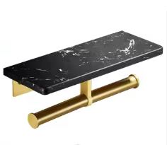 Doppelgriff-Taschentuchspender im Marmor-Stil, Schwarz und Gold