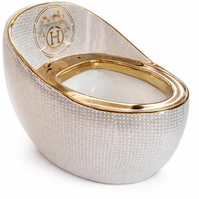 Decorative toilet seat with gold rim and textured white design on a white background

gold toilet bowl
luxury european toilet wc
electroplated ceramic toilet
modern gold bathroom toilet
designer toilet bowl
premium sanitary ware toilet
luxury bathroom toilet
one piece ceramic toilet
