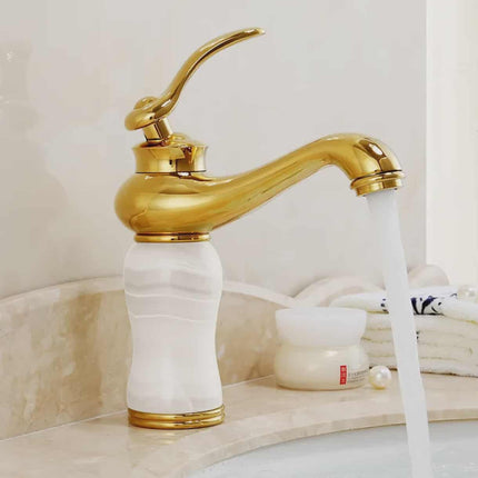 European Style Solid Brass Gold Bathroom Faucet – Hot and Cold-Water Mixer Tap for Basin