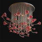 Nordic Luxury Red Crystal Flower Chandelier – Custom Copper Ceiling Light