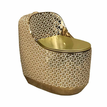 One Piece Floor Mounted Gold Toilet – Royal Style Golden Egg Ceramic WC