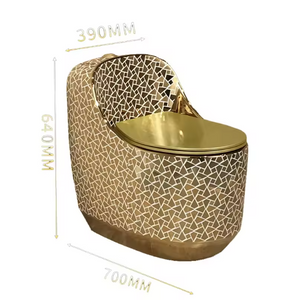One Piece Floor Mounted Gold Toilet – Royal Style Golden Egg Ceramic WC
