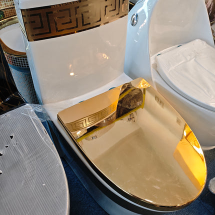 White and gold toilet with decorative elements on a blue surface

white gold toilet bowl
greek key design toilet
luxury ceramic wc toilet
gold seat toilet bowl
modern luxury bathroom toilet
designer toilet bowl
electroplated gold toilet
one piece ceramic toilet