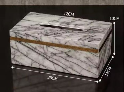 Natural White Marble Tissue Box Solid Surface Furniture Bathroom Vanities Accessories
