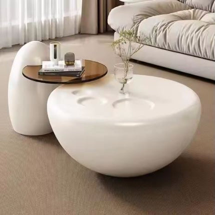 High End White Round Double Modern Luxury Coffee Table with Extendable Feature for Dining Home