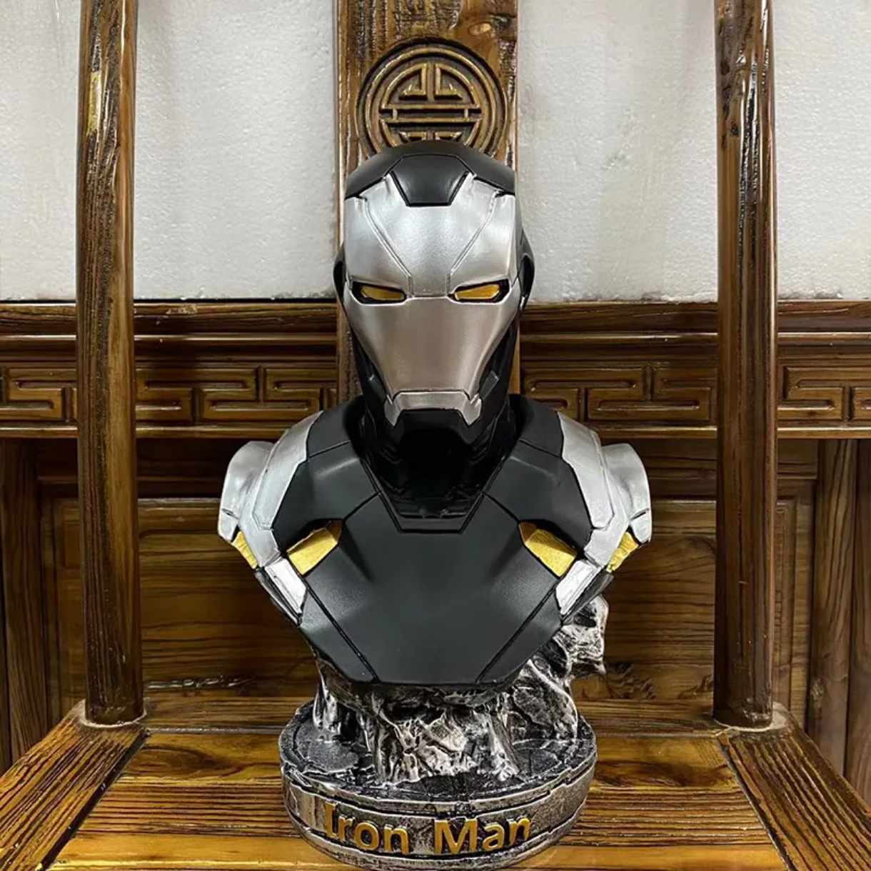 Black and Gold Iron Man Resin Statue  Marvel Superhero Collectible Home Decor