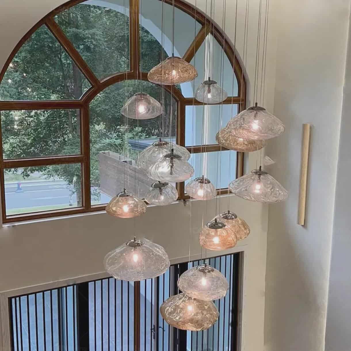 Glass Balls Ceiling Chandelier Stairs LED Bubble Pendant Lights