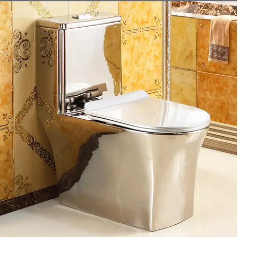 Luxury Design Bathroom Electroplated WC Ceramic Silver Colored One Piece Toilet Bowl