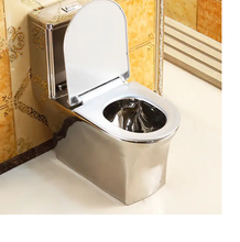 Lade das Bild in den Galerie-Viewer, Luxury design bathroom electroplated wc ceramic silver colored one piece toilet bowl
