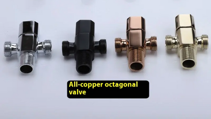 Set of all-copper octagonal valves in various colors on a white background with a German flag.