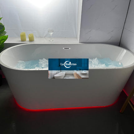 Light Luxury Modern Freestanding Acrylic Bathtub 60 Inch 135cm Soaking Tub with Drainer for Hotel Use - bathtub