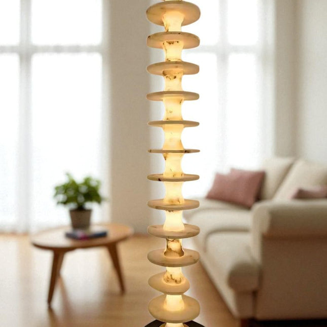 Modern Real Marble LED Floor Lamp – Sculptural Standing Light