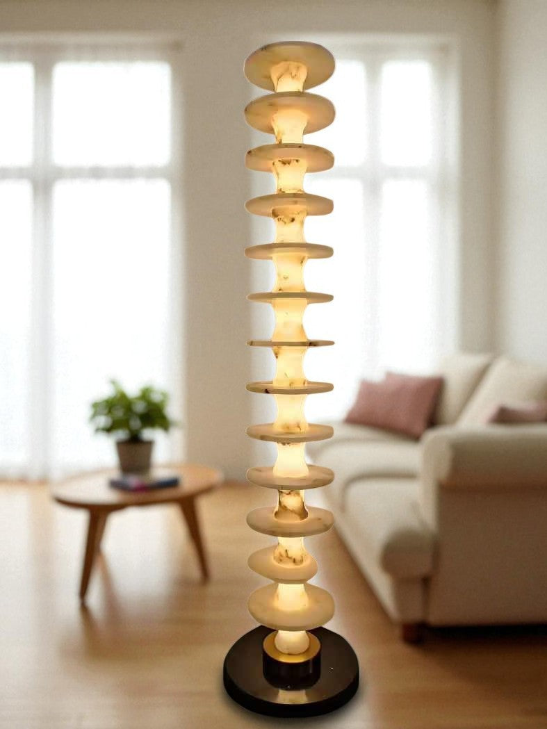 Modern Real Marble LED Floor Lamp – Sculptural Standing Light