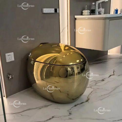 Gold-colored decorative object on a marble surface with 'La Moderno' branding.

egg shape toilet bowl
luxury gold toilet bowl
led toilet bowl
porcelain wc commode
modern bathroom toilet
luxury sanitary ware
hotel bathroom toilet
designer toilet bowl
premium wc toilet
modern luxury toilet