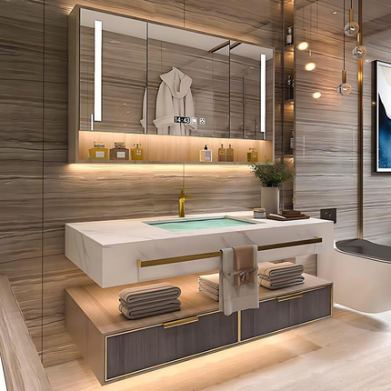 Modern bathroom with a vanity, mirror, and toilet.

floating bathroom vanity cabinet
led mirror bathroom vanity
luxury european bathroom vanity
ceramic basin vanity cabinet
modern bathroom vanity set
wall mounted bathroom cabinet
apartment bathroom vanity
luxury bathroom furniture