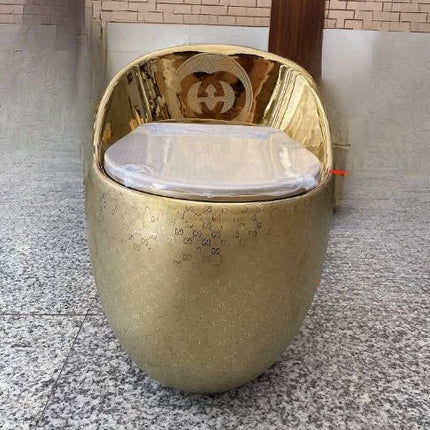 A gold-colored, egg-shaped toilet bowl with a soft-close seat, situated against a tiled background.

gold egg toilet bowl
luxury designer toilet wc
electroplated gold toilet
modern luxury toilet
egg shaped toilet wc
premium bathroom toilet
designer sanitary ware
luxury ceramic toilet