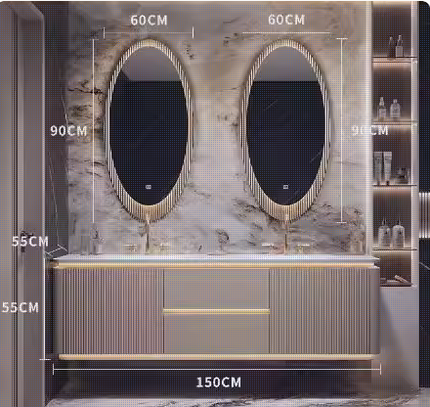 Bathroom vanity with mirrors and shelves, showing dimensions.

led mirror bathroom vanity
floating bathroom vanity cabinet
luxury european bathroom vanity
modern bathroom vanity set
wall mounted bathroom cabinet
led mirror vanity cabinet
apartment bathroom vanity
luxury bathroom furniture