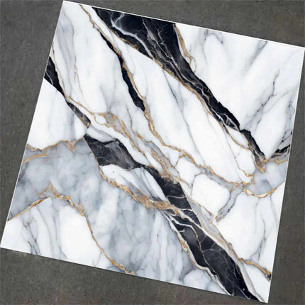 60x60cm electroplated porcelain tile with high-gloss marble design, modern luxury interior floor tile, non-slip and durable finish
