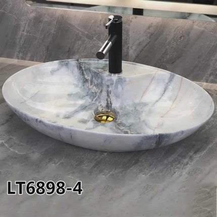 Modern Natural Marble Countertop Wash Basin – Modern Oval Stone Bathroom Sink