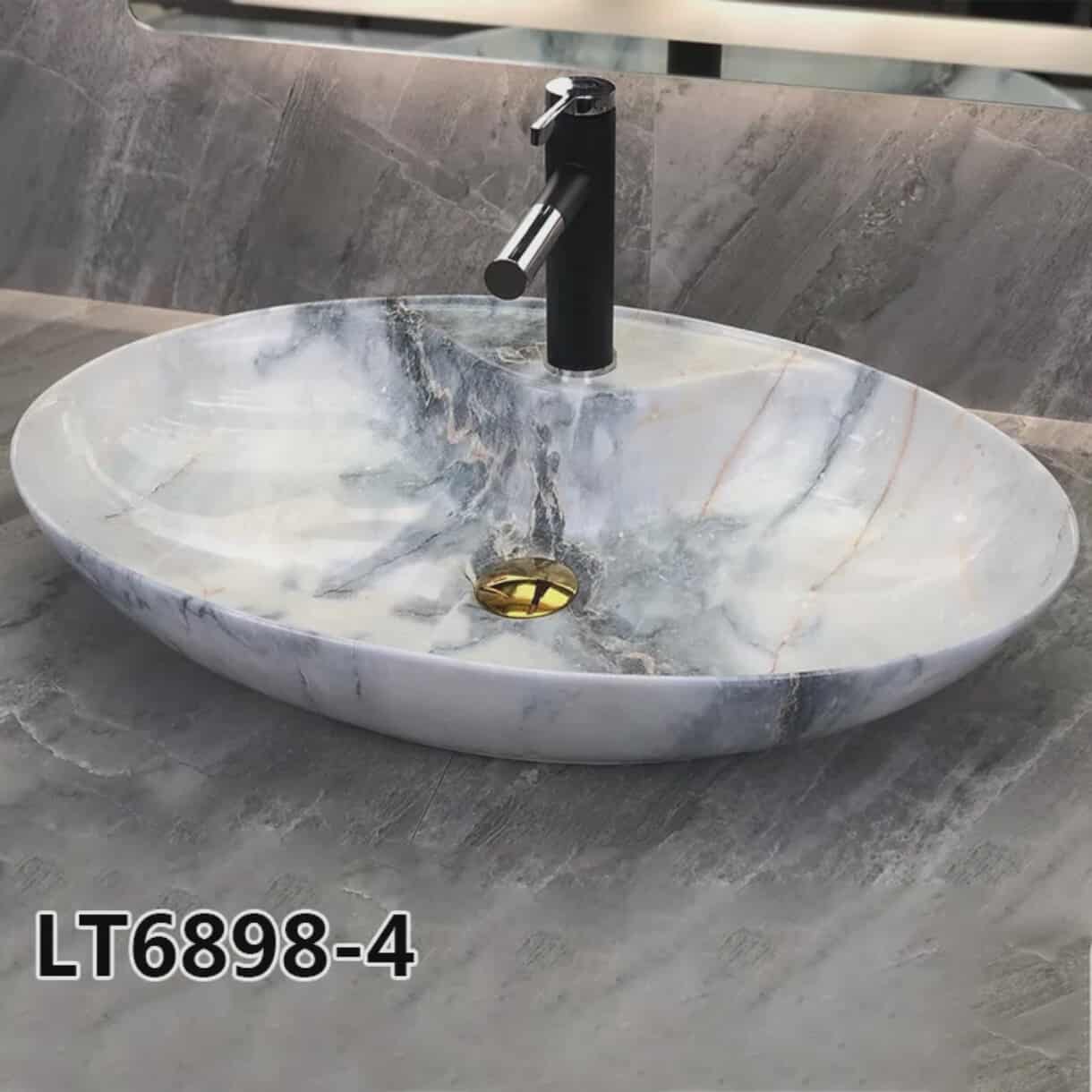 Modern Natural Marble Countertop Wash Basin – Modern Oval Stone Bathroom Sink