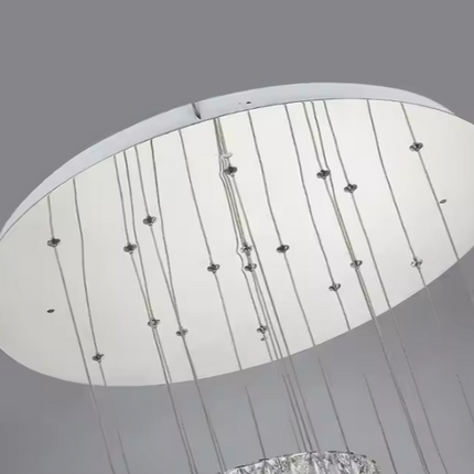 80 and 60cm K9 Crystal Crown Chandelier with Two Circular Bands of Precision Cut K9 Crystal and Integrated LED Light